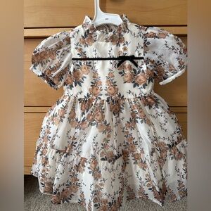 Janie and Jack Floral Dress in Cream and Brown